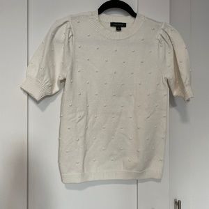 Ann Taylor Popcorn Stitch Puff Sleeve Sweater Tee